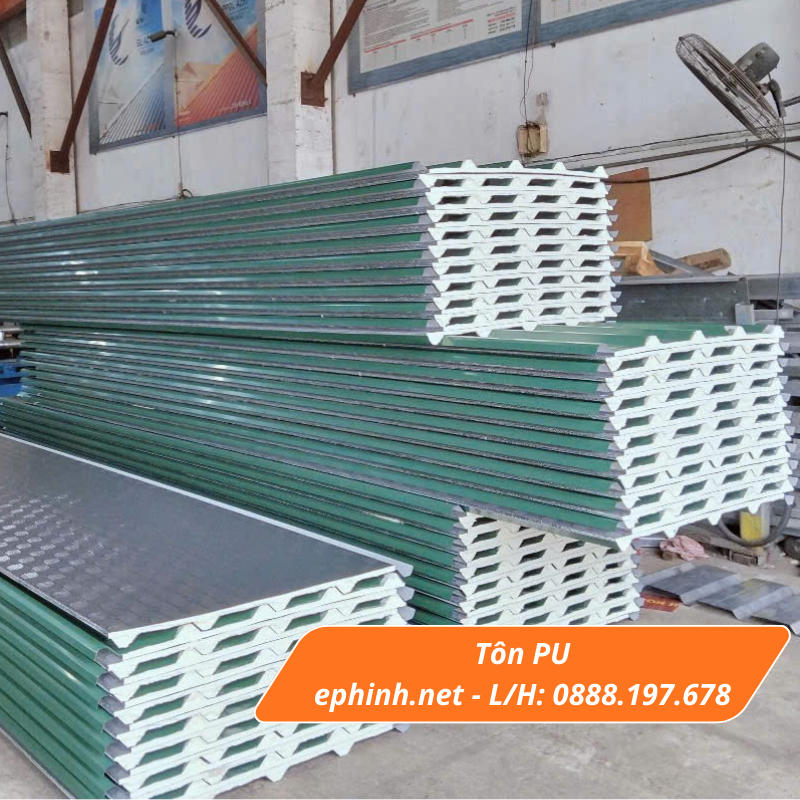 Tôn PU dung vật liệu Polyurethane mật độ cao nên cách nhiệt, cách âm, chống cháy lan và bền hơn các loại tôn khác.